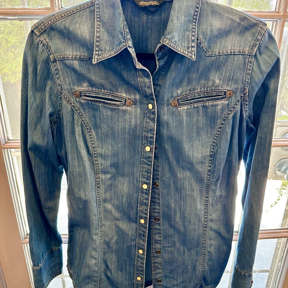 Eddie Bauer Blue Denim Button-Down Shirt